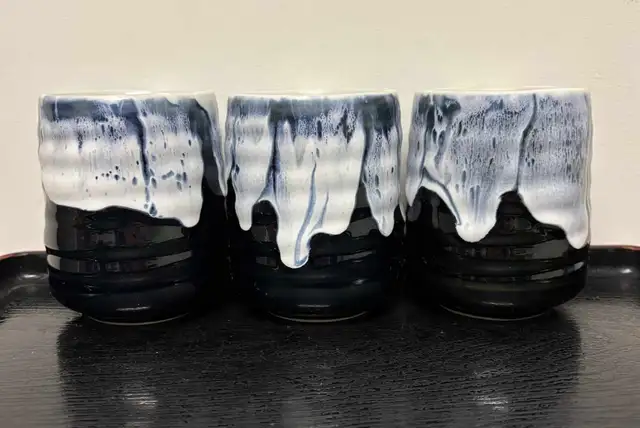 Vintage Handmade Yunomi Cups – Kori Ice Inspired Drip-Glaze
