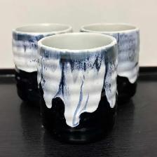 Vintage Handmade Yunomi Cups – Kori Ice Inspired Drip-Glaze - Photo 2