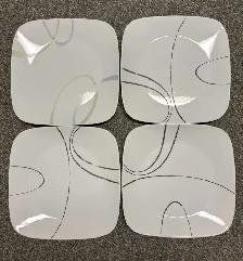 Corelle 10.5' Square 'Simple Lines' Dinner Plates (4pcs)
