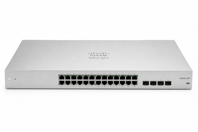 New Cisco Meraki MS220-24P-HW 24-Port Gigabit Switch