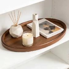 Minimalist Solid Walnut Wood Serving Tray – Oval