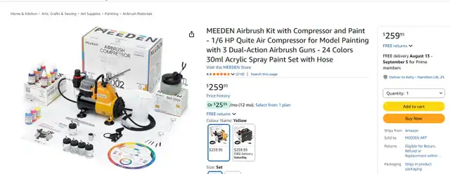 MEEDEN Airbrush Kit with Compressor and Paint