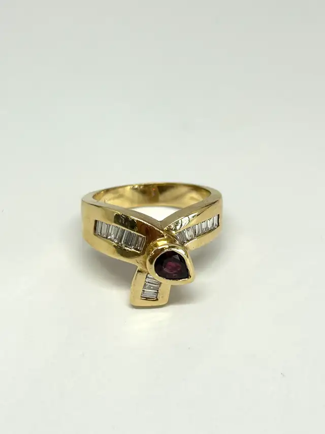 14k vintage bypass Ruby Diamond Ring