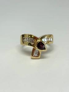 14k vintage bypass Ruby Diamond Ring - Photo 4