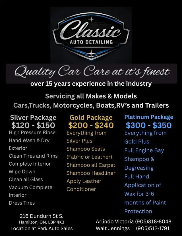 CLASSIC AUTO DETAILING - 216 DUNDURN ST SOUTH HAMILTON