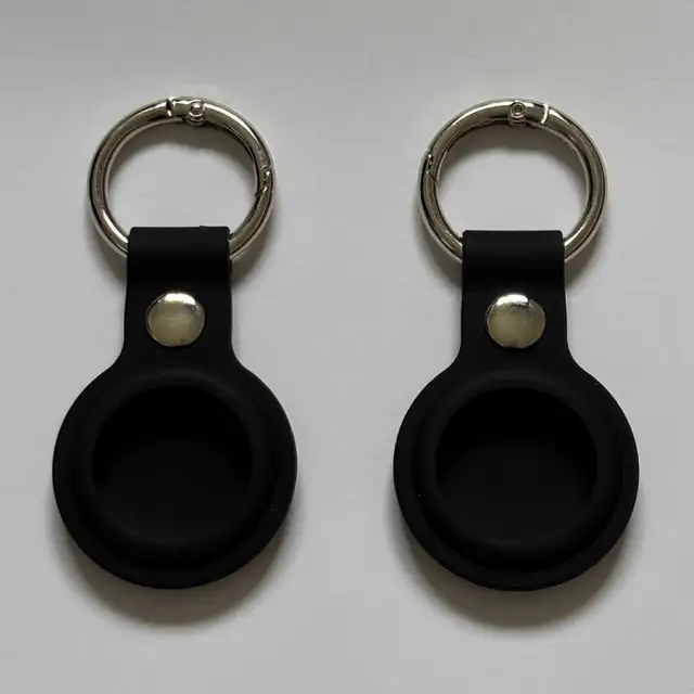 Black Silicone AirTag Keychain Case - Set of 2