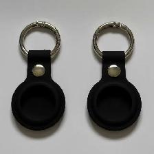 Black Silicone AirTag Keychain Case - Set of 2
