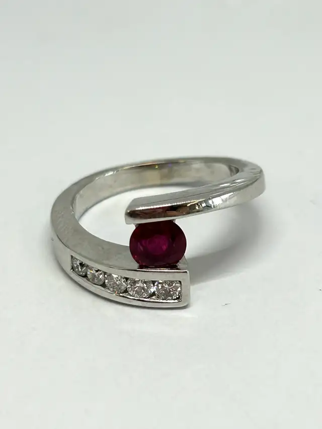 18k WG bypass Ruby and Diamond Ring