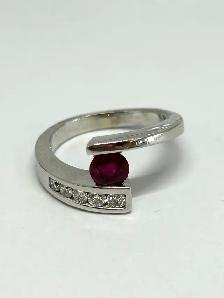 18k WG bypass Ruby and Diamond Ring