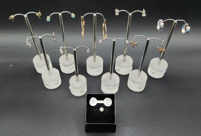 10k Solid Gold Earrings, Hoops, Cross, Studs with Diamonds