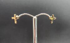 10k Solid Gold Earrings, Hoops, Cross, Studs with Diamonds - Photo 4