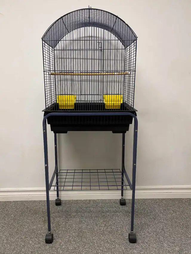 Navy Blue Bird Cage with Rolling Stand