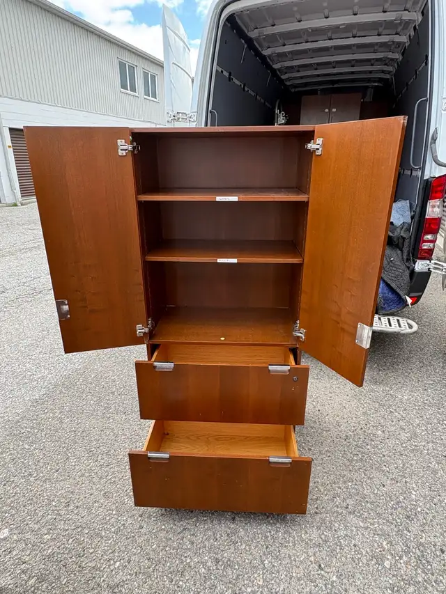 Free delivery used Wooden Cabinet with Shelves and Drawers