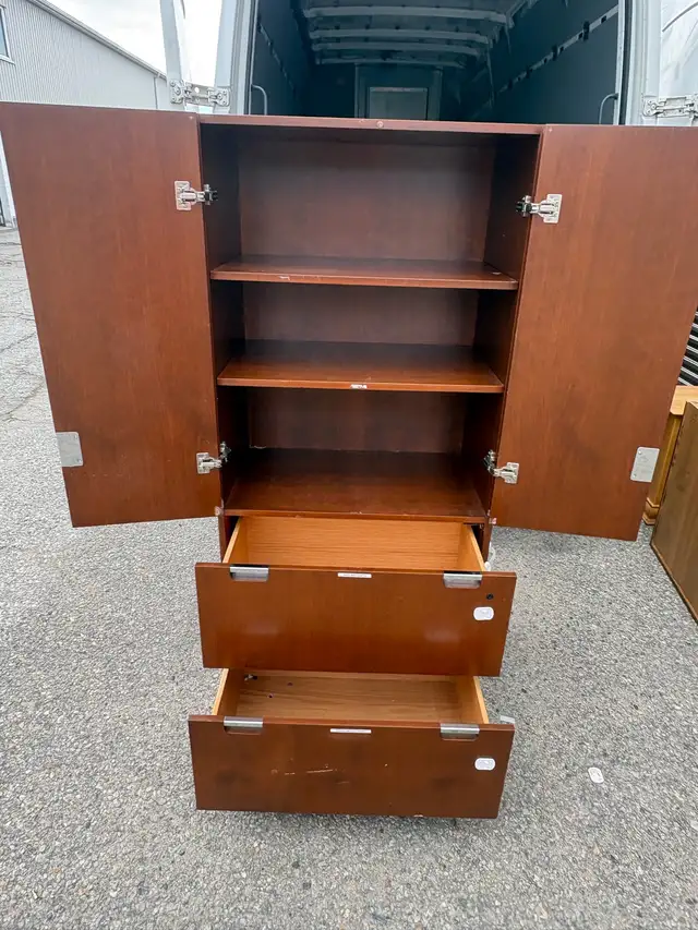 Free delivery used Wooden Cabinet with Shelves and Drawers