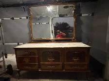 Free delivery used Antique marble Dresser with Mirror