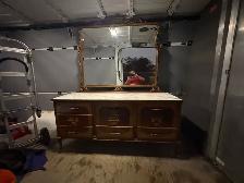 Free delivery used Antique marble Dresser with Mirror - Photo 3