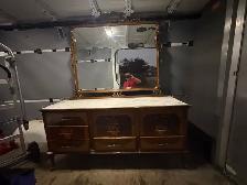Free delivery used Antique marble Dresser with Mirror - Photo 4