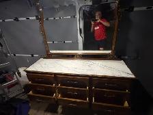 Free delivery used Antique marble Dresser with Mirror - Photo 8