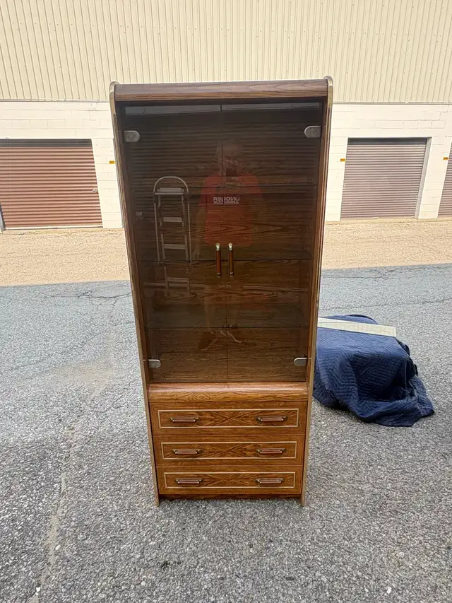 Free delivery used Vintage Display Cabinet with Drawers