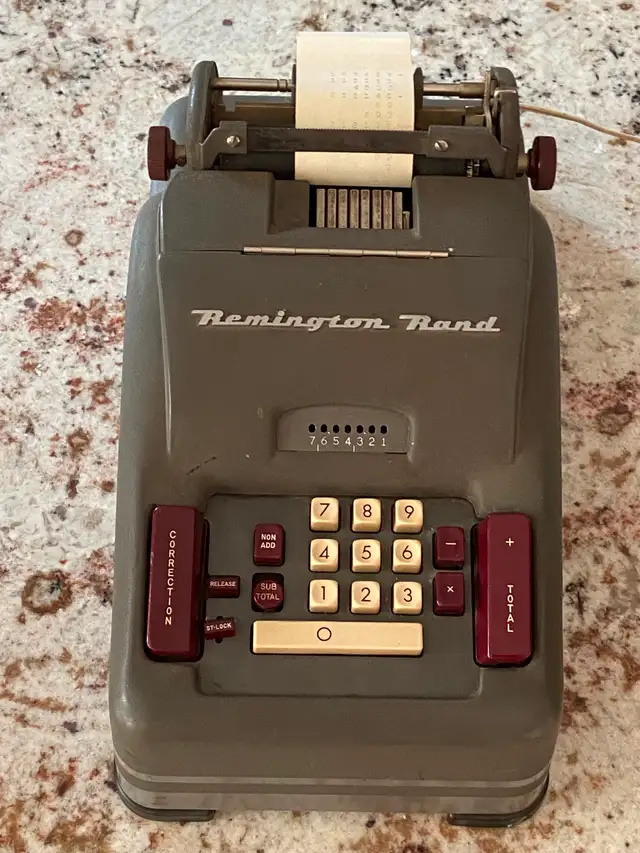 Vintage Remington Rand Adding Machine. Tested and Works Great