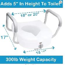 Carex E-Z Lock Raised Toilet Seat with Handles - 5 Inch - Photo 3