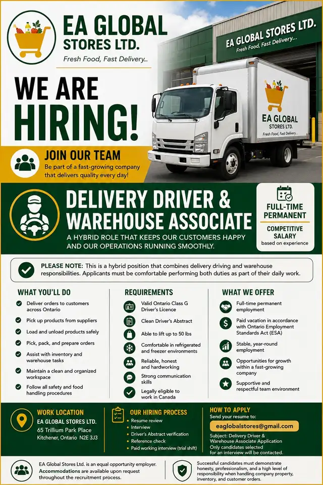 DELIVERY DRIVER & WAREHOUSE ASSOCIATE.