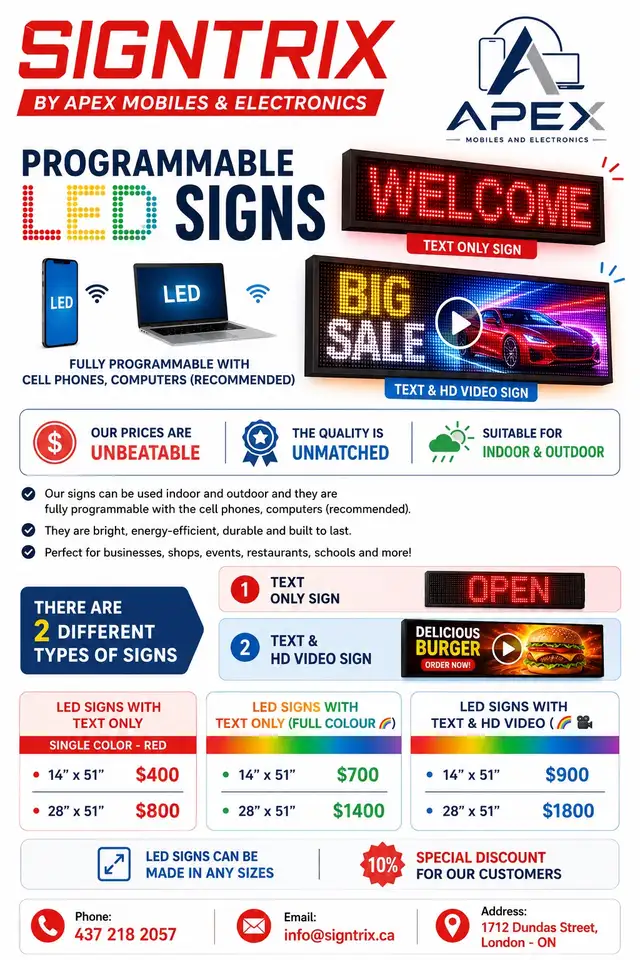 PROGRAMMABLE LED SIGNS Custom sizes