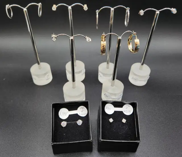 14k Solid Gold Earrings, Hoops, Studs with Diamonds..