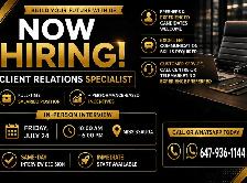 NOW HIRING CLIENT RELATIONS SPECIALIST- INTERVIEW TODAY