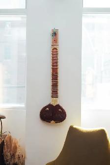 Mid-Century Entryway Mirror with Clock & Display Shelf - Photo 3