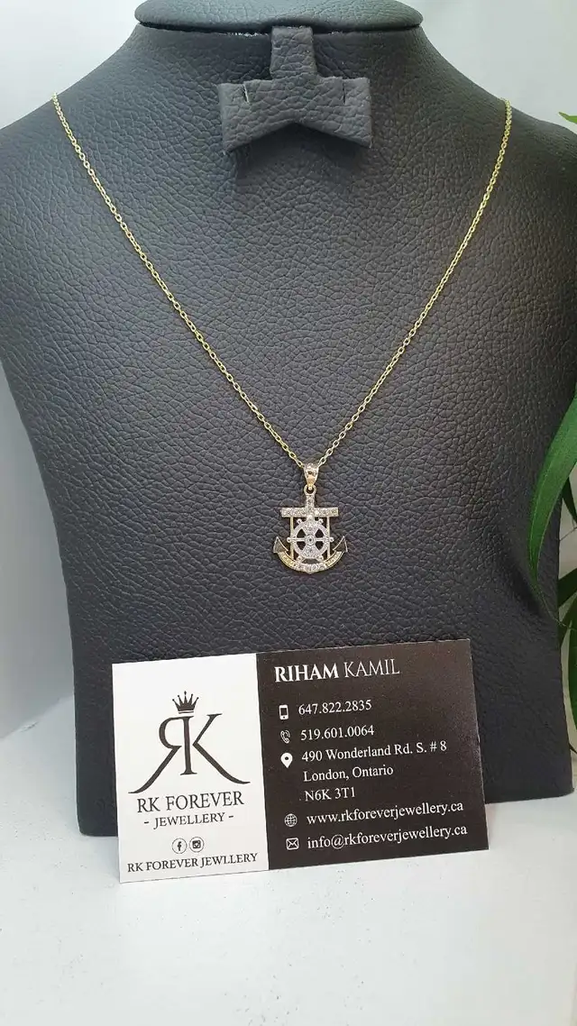 10 yellow gold chain & pendant #433_11