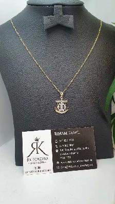 10 yellow gold chain & pendant #433_11