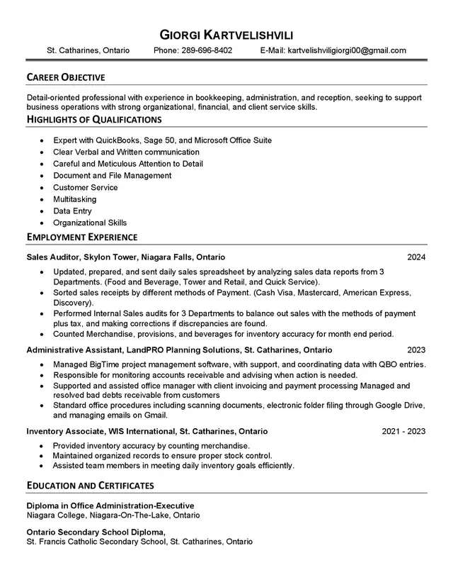 Bookkeeper Looking for Work