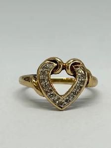 10k vintage Open Heart Diamond Ring