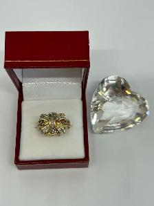 10 K Vintage Diamond Bow Cocktail Ring - Photo 3