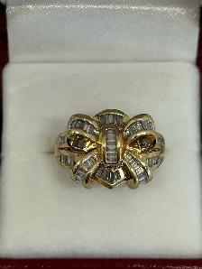 10 K Vintage Diamond Bow Cocktail Ring - Photo 4