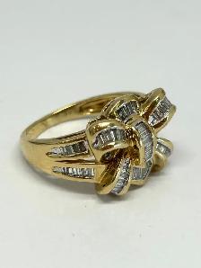 10 K Vintage Diamond Bow Cocktail Ring - Photo 5