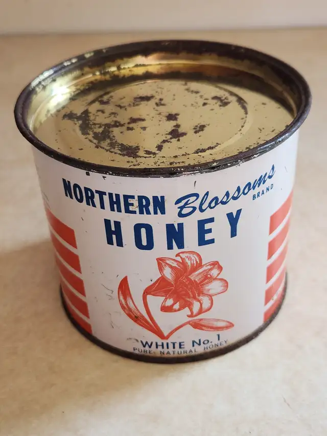 Vintage Northern Blossoms honey tin