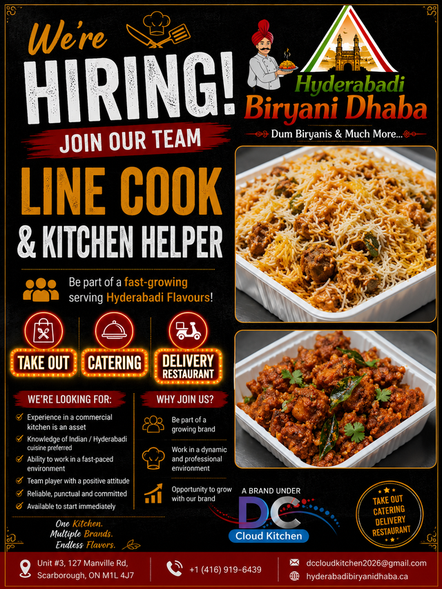 Line Cook & Kitchen Helper - Hyderabadi Biryani Dhaba