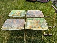 Set of 4 Vinatge metal tv trays with stand $85