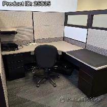 Patterned Two-Tone Teknion Cubicle Systems Divider Wall Panels - Photo 3