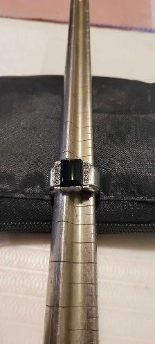 bague en argent avec belle pierre noire - Photo 4