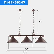 LAMPE DE BILLARD NEUVE  56 po AVEC 3 ABATS JOURS 14 POUCES - Photo 3
