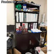 Espresso 2 Door Storage Cabinet w/ Overhead Shelves