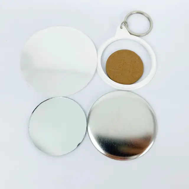 2-1/4' 58mm Mirror Key Chain Button Parts 100sets 015743