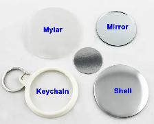 2-1/4' 58mm Mirror Key Chain Button Parts 100sets 015743 - Photo 2
