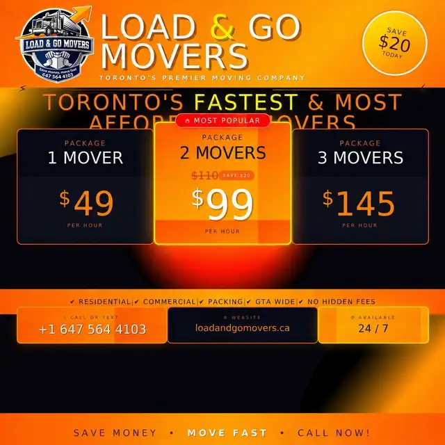 49$ Per hour affordable and reliable movers