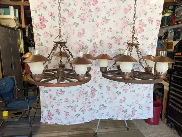 Antique wagon wheel chandelier