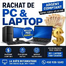 rachat de laptop, ordinateur, moniteur et vente
