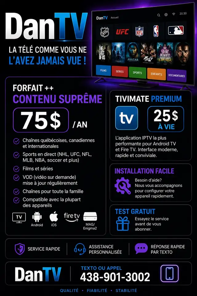 Firestick TV- installation, Films, Séries, Live, SPÉCIAL 65$